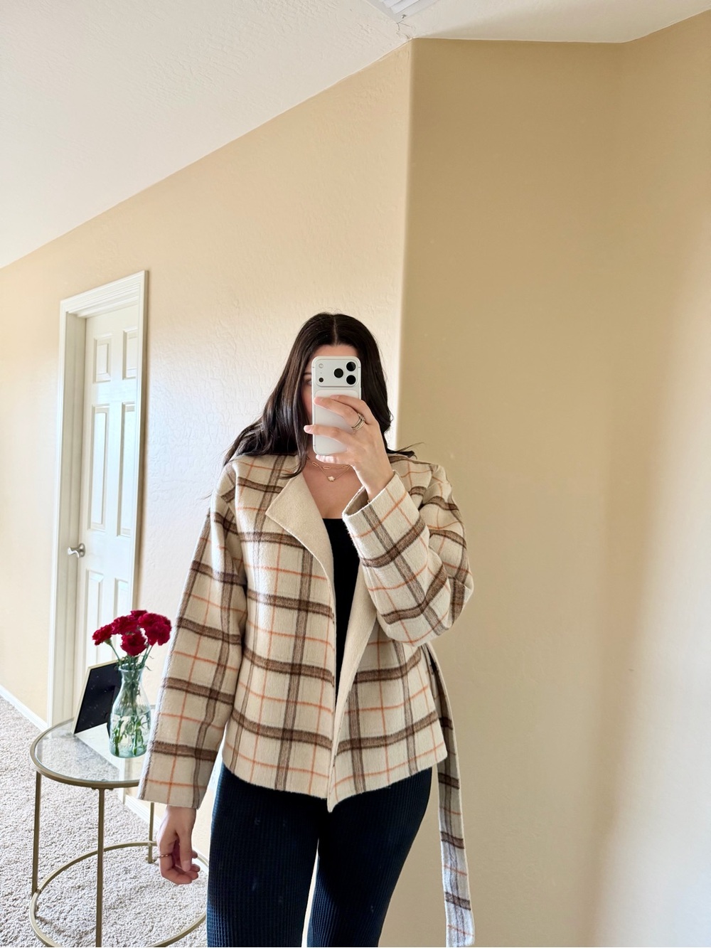Michael Stars Wool Plaid Wrap Coat in Autumn Colors - Picture 2 of 13